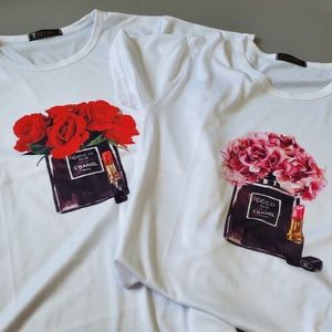 NEW 2 x Summer graphic floral Tee T shirt
